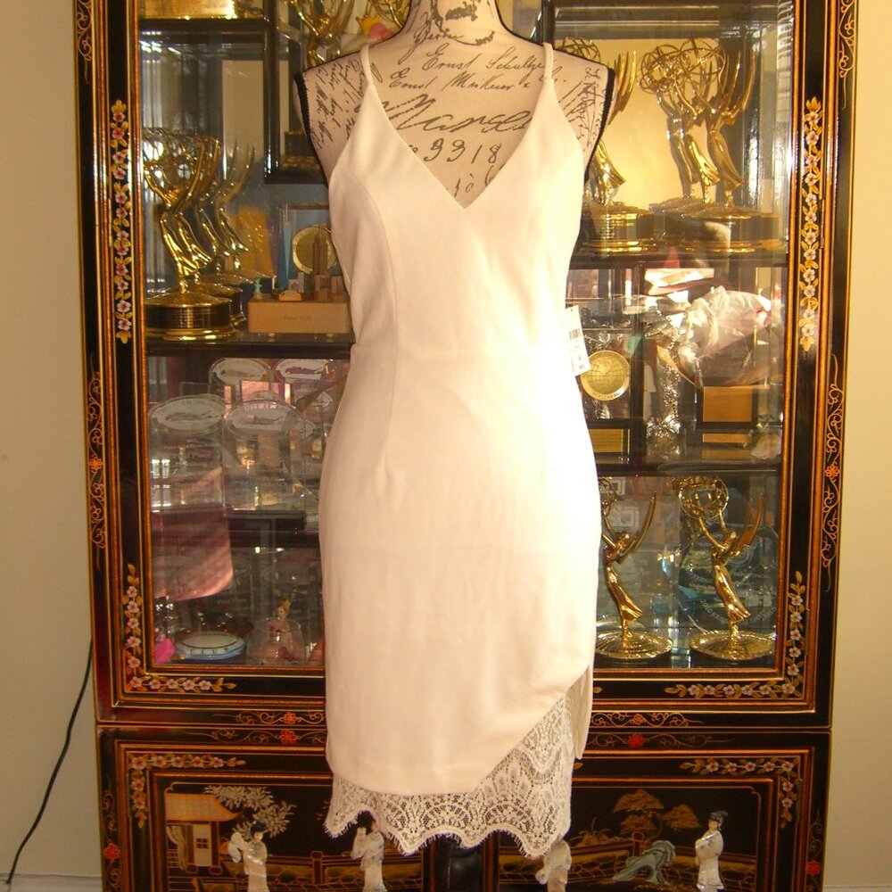 NWT FOREVER 21 WHITE DRESS WITH LACE INSETS M